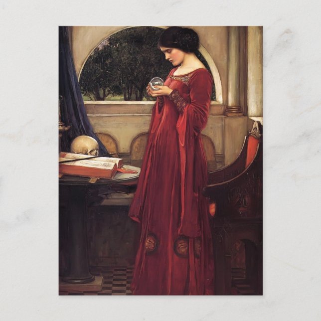 Postal John William Waterhouse - La bola de cristal (Anverso)