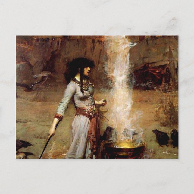 Postal John William Waterhouse The Magic Circle (Anverso)