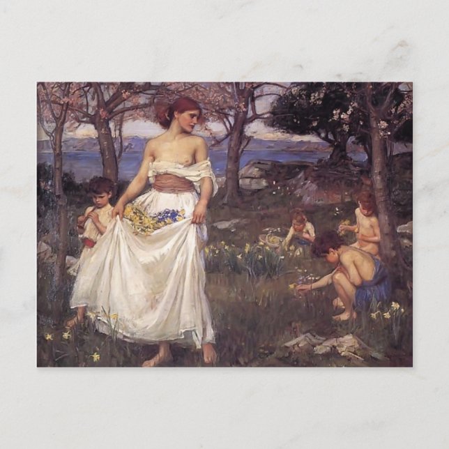 Postal John William Waterhouse - Una canción de primavera (Anverso)