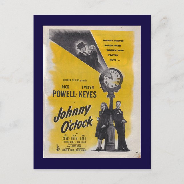 Postal Johnny O'Clock — Poster monocromo (Anverso)