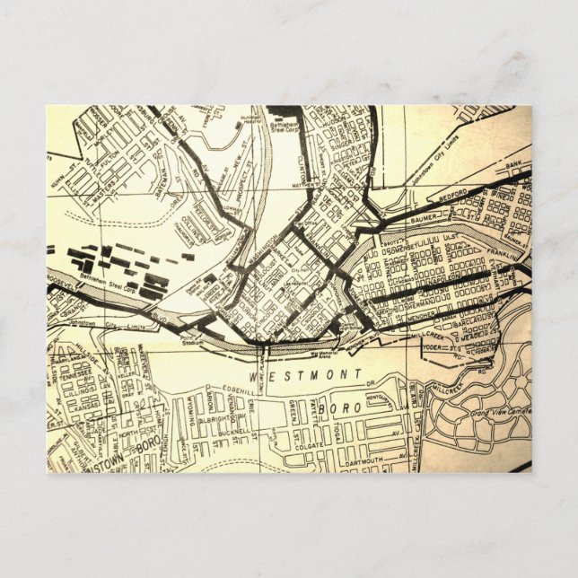 Postal Johnstown, Mapa de la época de la PA (Anverso)