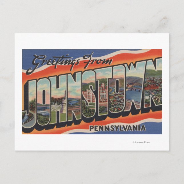 Postal Johnstown, Pennsylvania - Escenas de letras grande (Anverso)