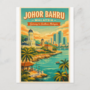 Postal Johor Bahru, Malasia, en un vibrante estilo retro