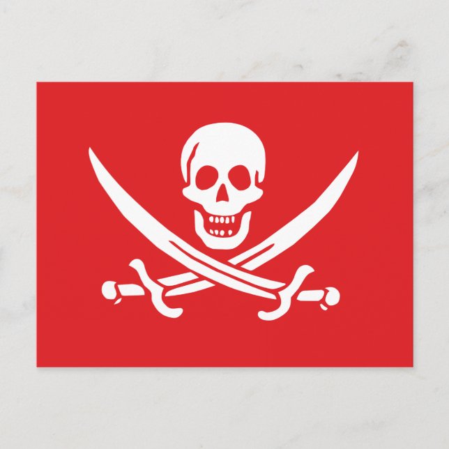 Postal Jolly Roger de Calico Jack Rackham (RED) (Anverso)