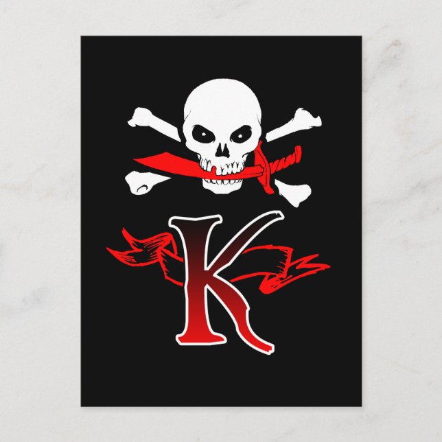 Postal Jolly Roger K Monograma Inicial (Anverso)
