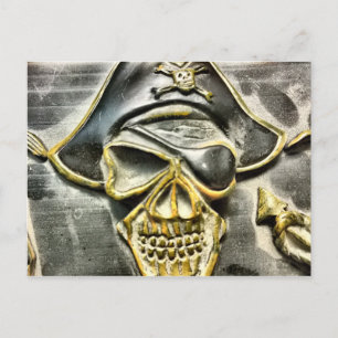 Postal Jolly Roger Pirate Treasure Chest