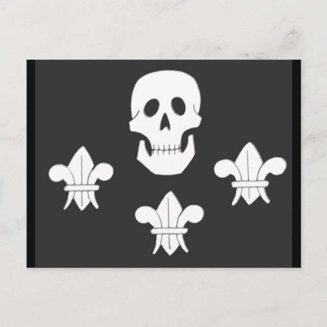 POSTAL JOLLY ROGER SKULL Y LA BANDERA DE TRES LILIES (Anverso)