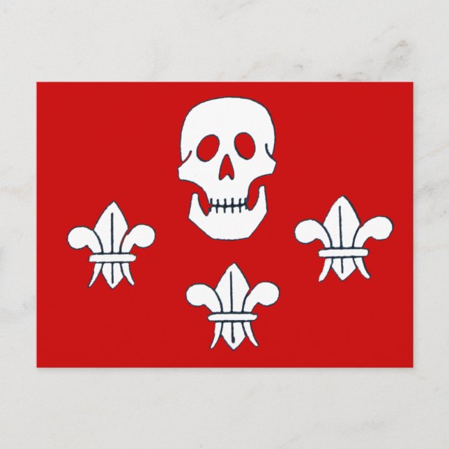 POSTAL JOLLY ROGER SKULL Y LA BANDERA DE TRES LILIES (Anverso)