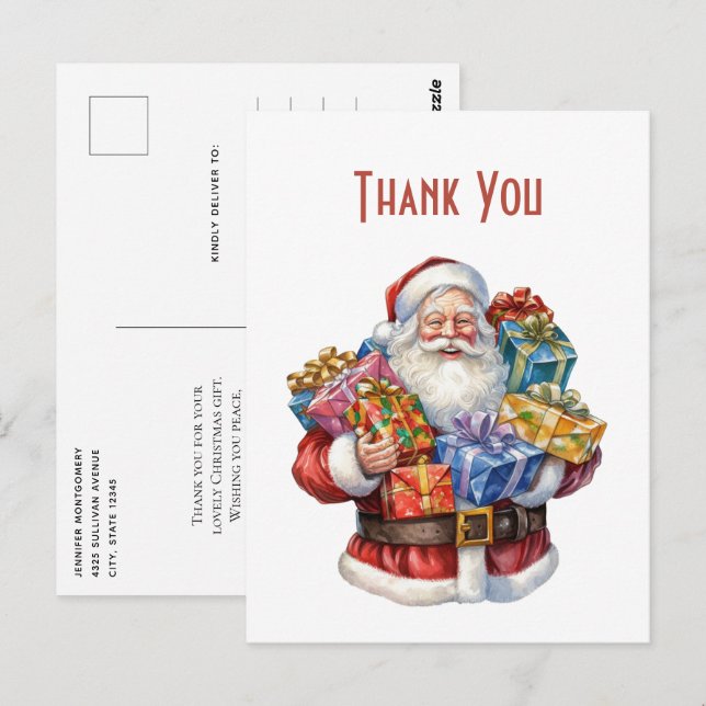 Postal Jolly Santa Claus Classic Navidades Gracias (Anverso / Reverso)