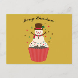 Postal Jolly Snowman on a Cupcake Christmas Card
