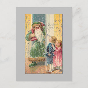 Postal Jolly Victorian Padre Navidad con hijos
