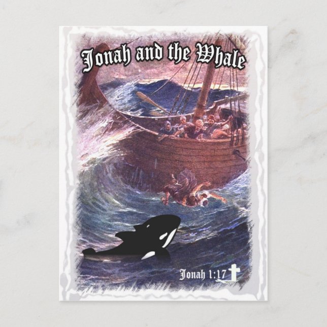 Postal Jonah 1:17 - Jonah y la ballena (Anverso)