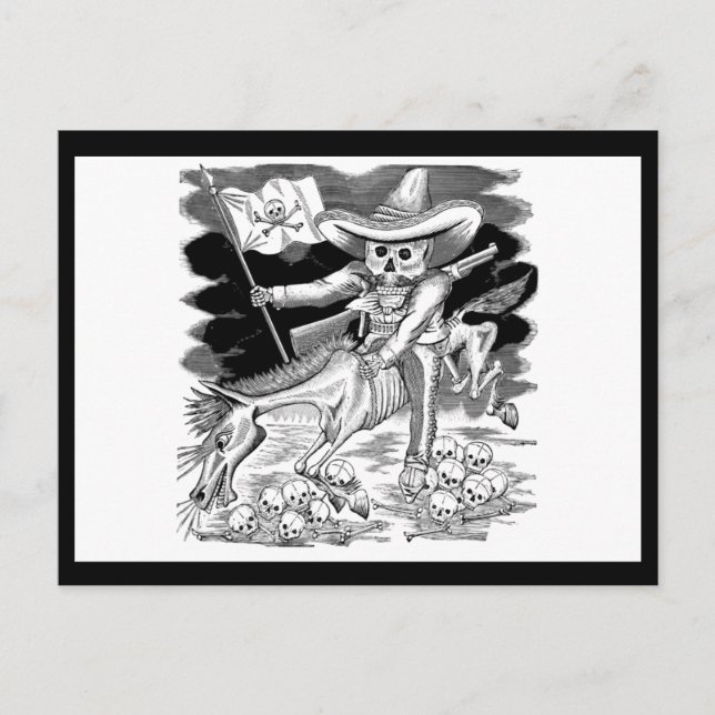 Postal José Guadalupe Posada Calavera de Zapata (Anverso)