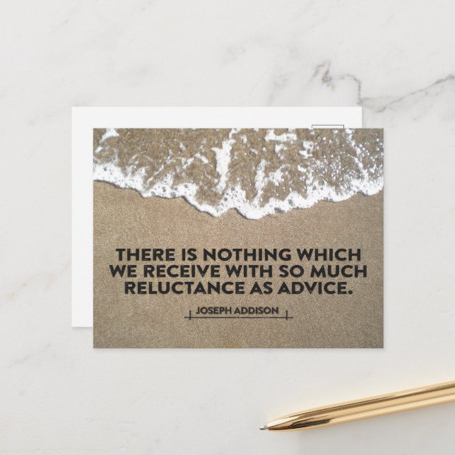 Postal Joseph Addison cita Inspiradora "consejo" (Anverso/Reverso In Situ)