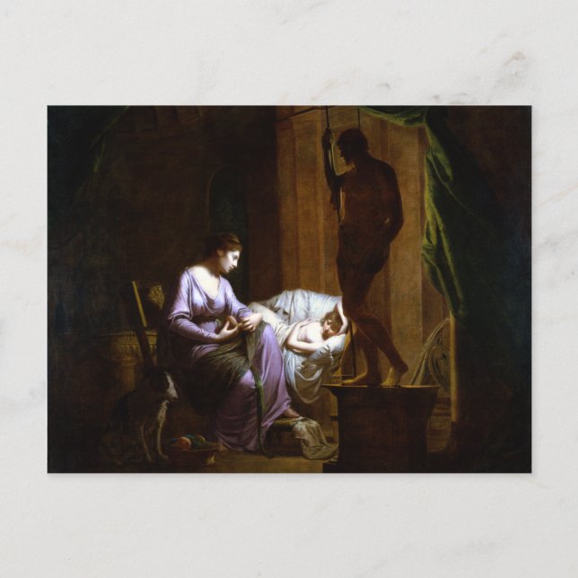 Postal Joseph Wright de Derby Penelope desenmarañando su  (Anverso)