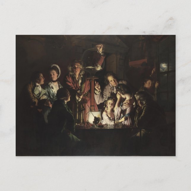 Postal Joseph Wright - Experimento sobre un pájaro en la  (Anverso)