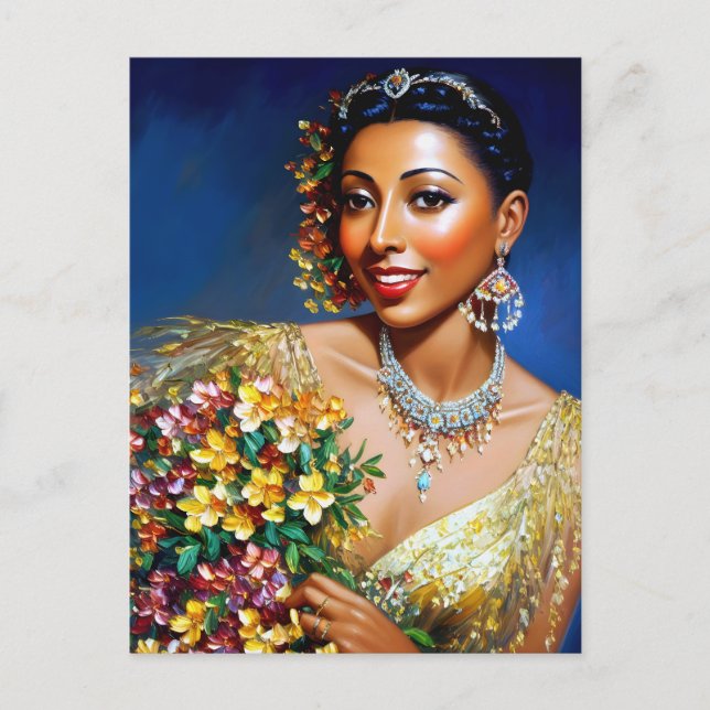 Postal Josephine Baker Floral Art (Anverso)