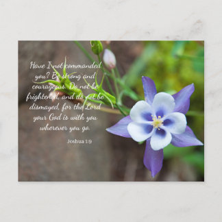 Postal Joshua 1:9 Púrpura Flor Columbina