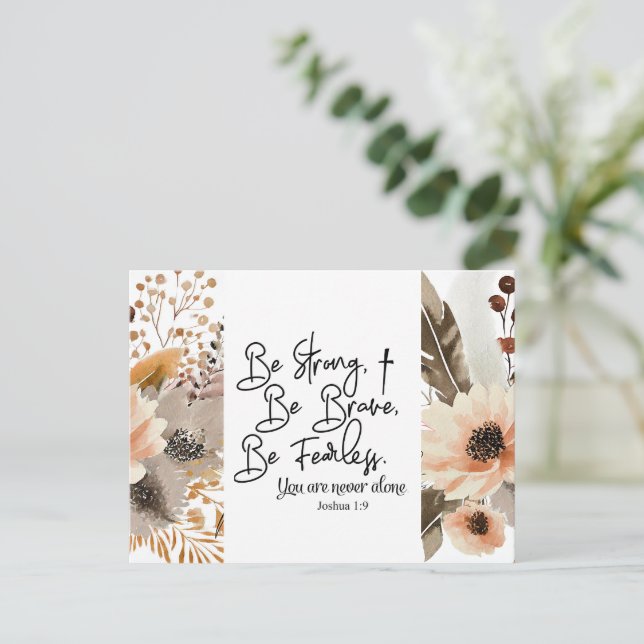 Postal Joshua 1 9 Sé fuerte para ser valiente frente a la (Anverso de pie)