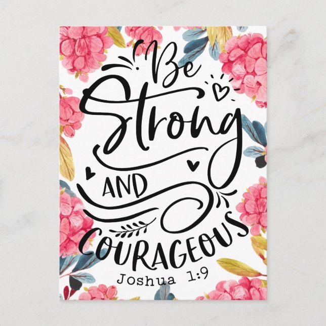 Postal Joshua 1:9 Sé fuerte y valiente (Anverso)