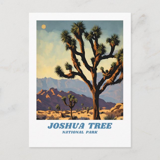 Postal Joshua Tree National Park ilustracion retro Class (Anverso)