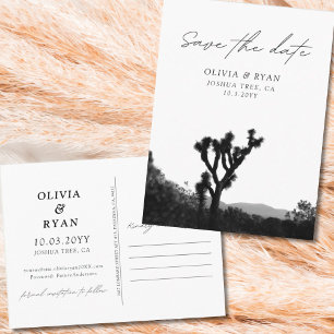 Postal Joshua Tree Save the Date Postcard Black & White