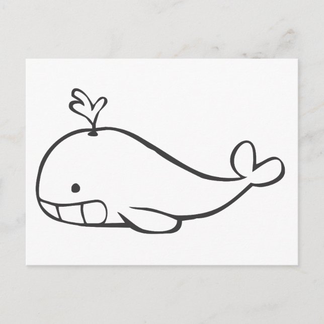 Postal Joven ballena en boceto en blanco y negro (Anverso)