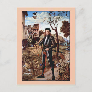 Postal Joven caballero en un paisaje de Vittore Carpaccio