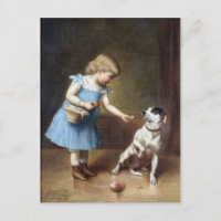 Joven Chica Alimentando A Un Perro Por Carl Reiche
