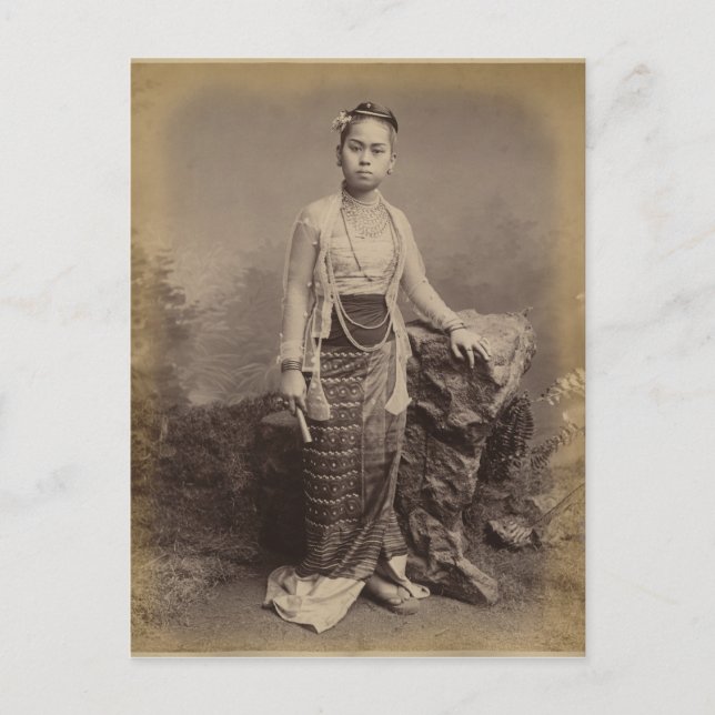 Postal Joven chica birmano, c.1875 (Anverso)