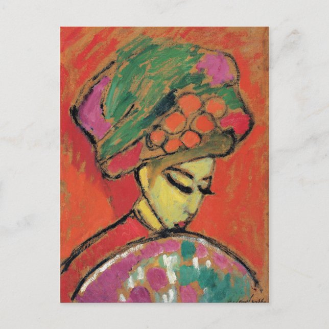 Postal Joven Chica con Gorra florido Jawlensky Bella Arte (Anverso)