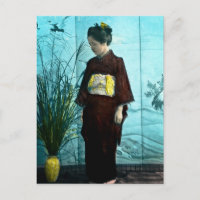 Joven Chica japonés con su mano color kimono
