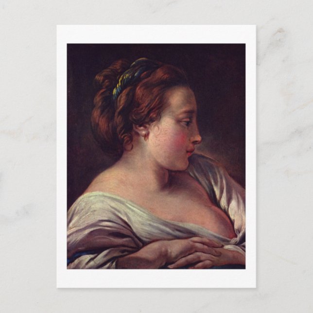 Postal Joven Chica Jeune filme de Francois Boucher (Anverso)