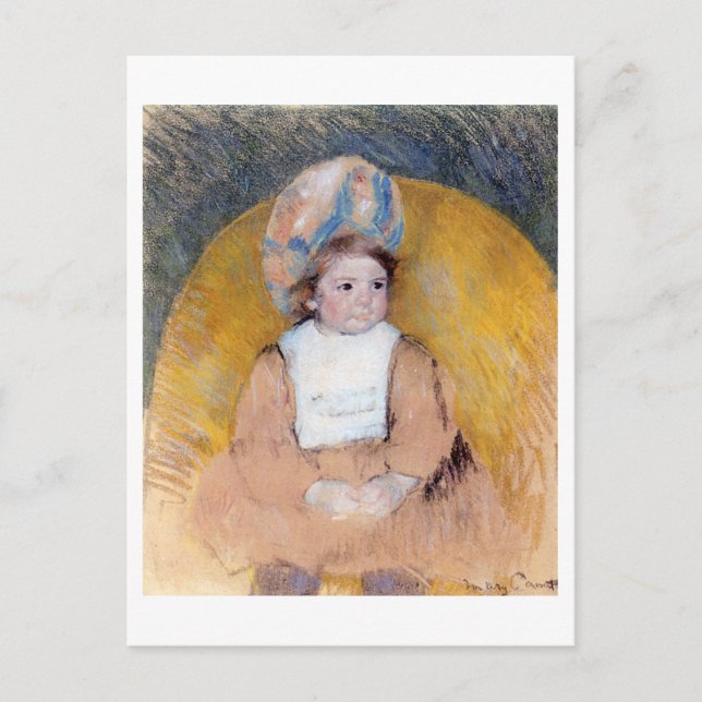 Postal Joven Chica sentado en un sillón amarillo, Cassatt (Anverso)