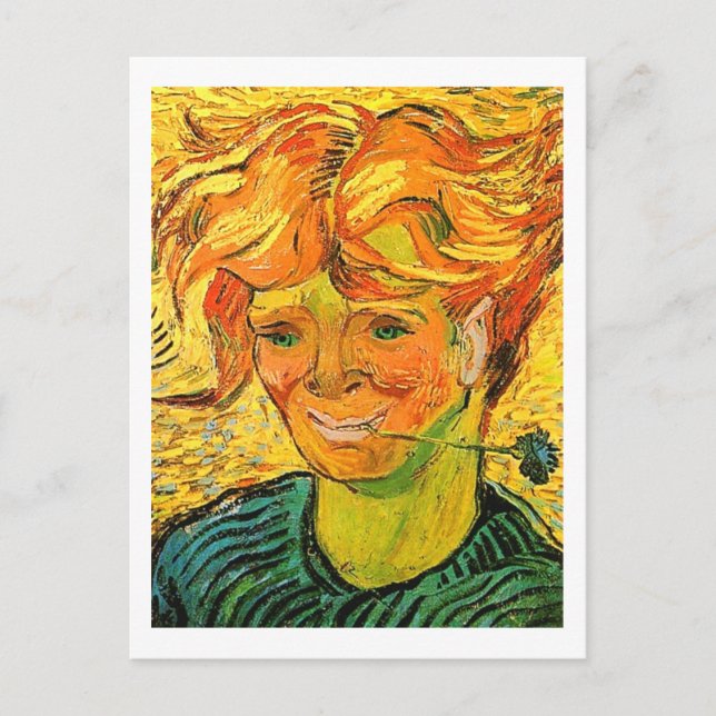 Postal Joven con Cornflower Van Gogh Bella Artes (Anverso)