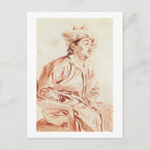 Postal Joven con traje oriental (dibujo)