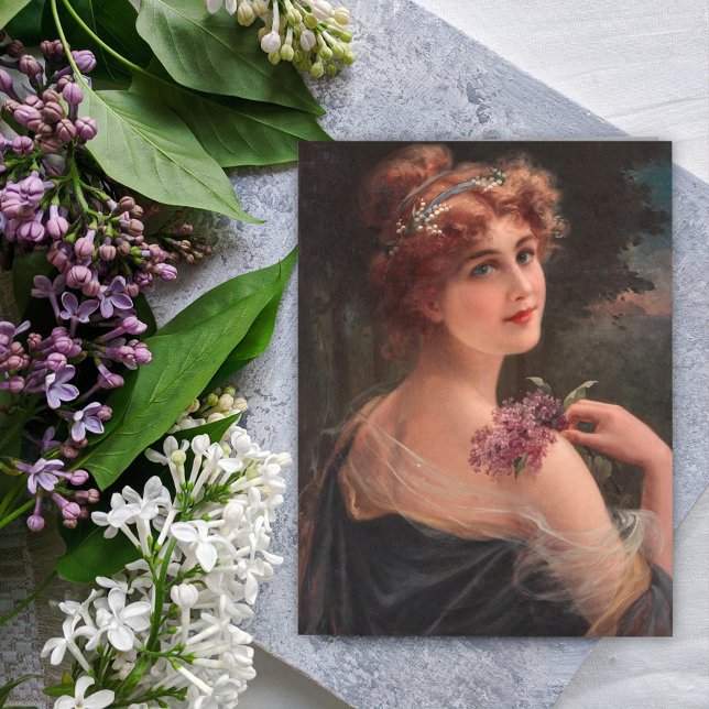 Postal Joven con una primavera de Lilac de Emile Vernon (Subido por el creador)