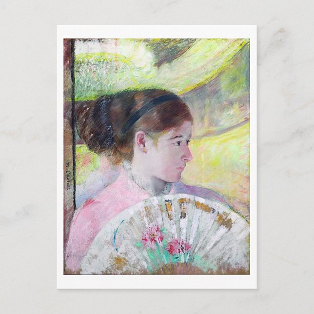 Postal Joven con ventilador japonés, Mary Cassatt (Anverso)