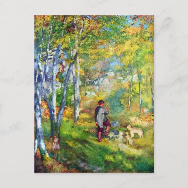 Postal Joven en el bosque de Fontainebleau por Renoir (Anverso)