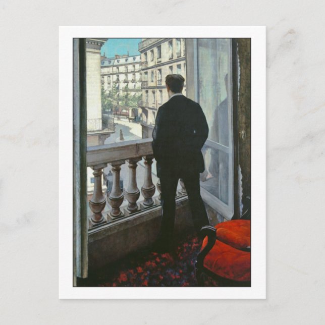 Postal Joven en la ventana por Gustave Caillebotte (Anverso)