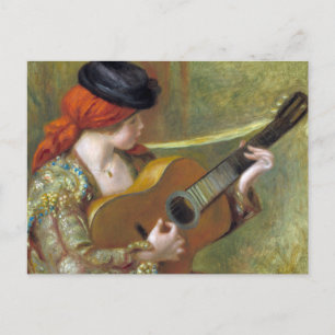 Postal Joven española con guitarra de Renoir