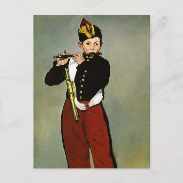 Postal Joven flautista Fifer Manet Impresionista Pintura (Anverso)