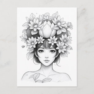 Postal Joven Flor de Loto