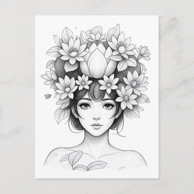 Postal Joven Flor de Loto (Anverso)