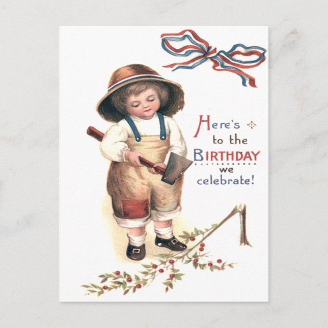 Postal Joven George Washington recorriendo el árbol de ce (Anverso)