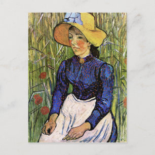 Postal Joven Gorra de paja Van Gogh Bella Artes