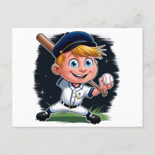 Postal Joven jugador de béisbol Personalizado