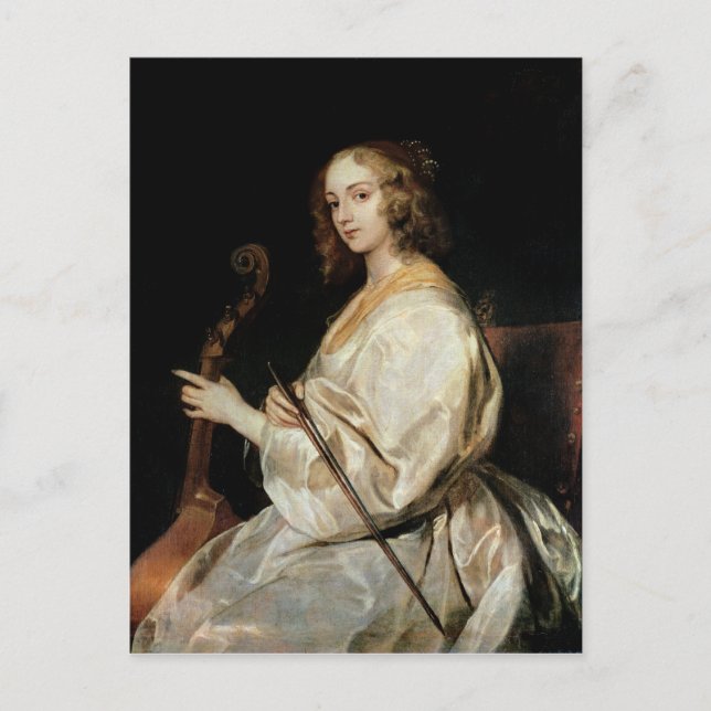 Postal Joven jugando a la Viola da Gamba (Anverso)