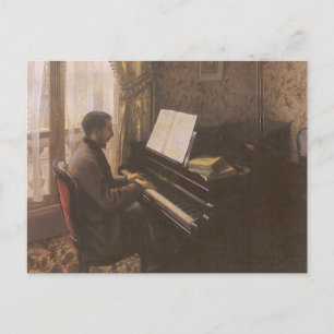 Postal Joven jugando al piano por Gustave Caillebotte