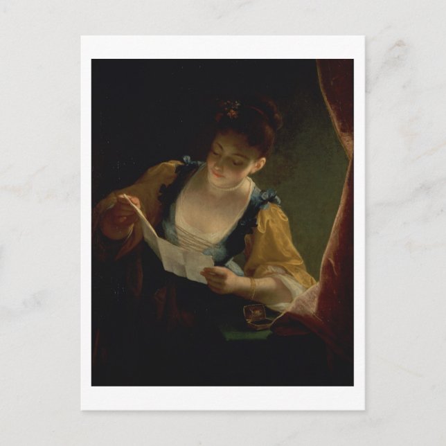 Postal Joven leyendo una carta (aceite sobre lienzo) (Anverso)